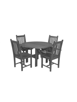 Classic 5-Piece 46" Round Table Set with 2 Side Chairs & 2 Arm Chairs